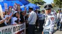 Ex-President Kocharyan’s supporters stage a sit-in outside the Yerevan court