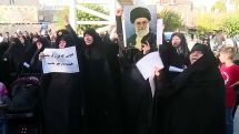 Protest against allowing women into stadiums draws a small crowd in Iran