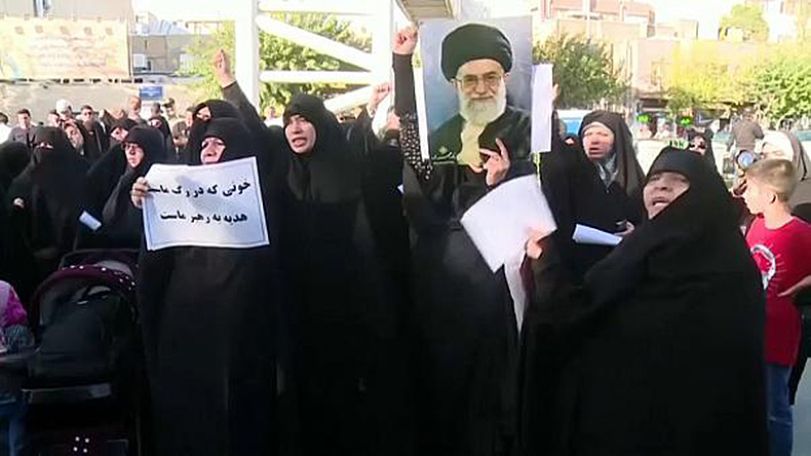Protest against allowing women into stadiums draws a small crowd in Iran