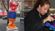 Candy sculpture featuring Armenian tricolor placed in Paris street