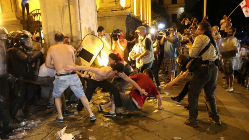 Georgia police use water cannons on protesters in Tbilisi