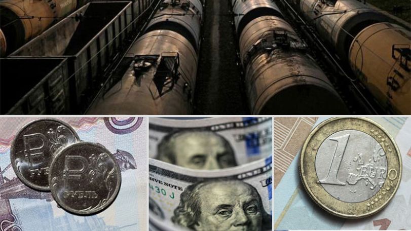 Рубль снижается к доллару и евро на фоне дешевеющей нефти