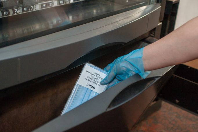 Face masks can be obtained from self-service machines in public places