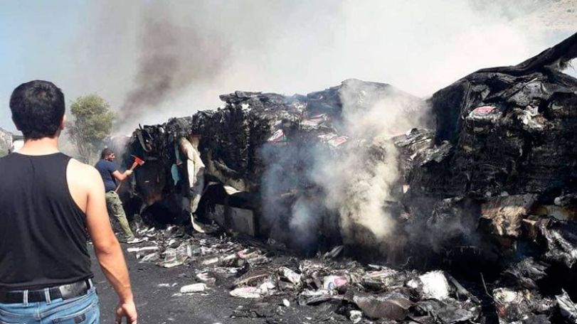 Truck load of butter burns on Meghri-Vardanidzor highway