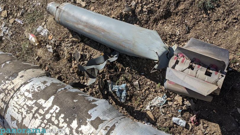 Wreckage of Smerch used by Azerbaijan in shelling Artsakh capital