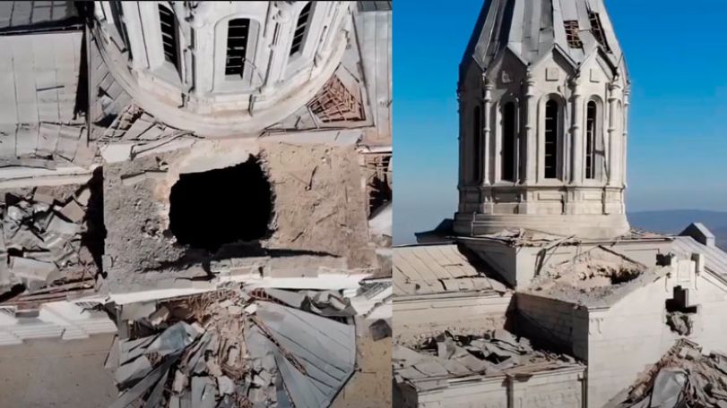 Video of the Shushi cathedral after the Azerbaijani attack