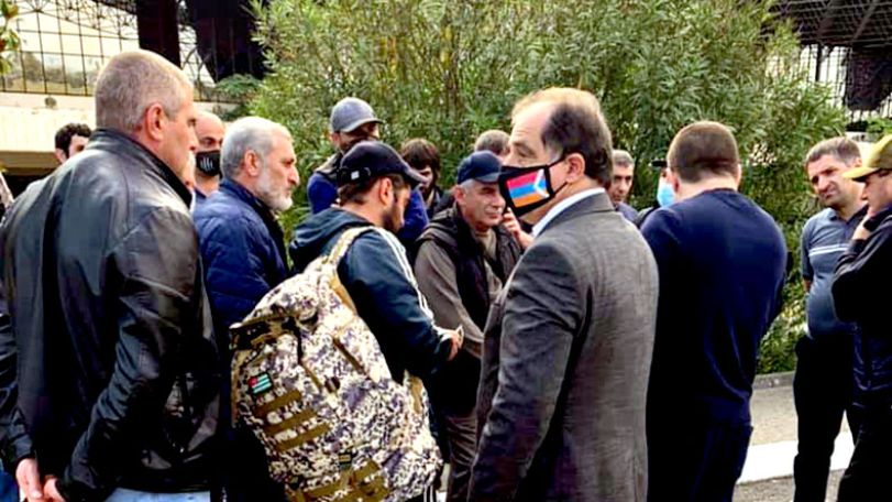 A volunteer unit of ethnic Armenians heads to Karabakh from Abkhazia