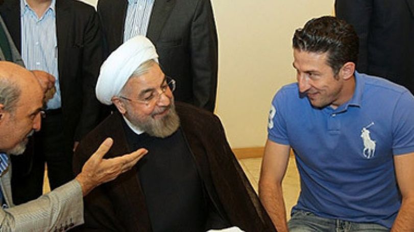 At meeting with sportsmen president of Iran speaks with Armenian football player Andranik Teymuryan 