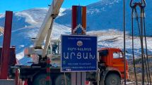 Billboard welcoming visitors to Artsakh pulled down in Karvachar