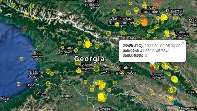 В Грузии произошло землетрясение магнитудой 3,9