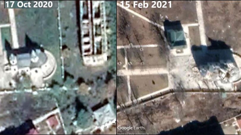 Azeris destroy Armenian church in Karabakh's Shushi