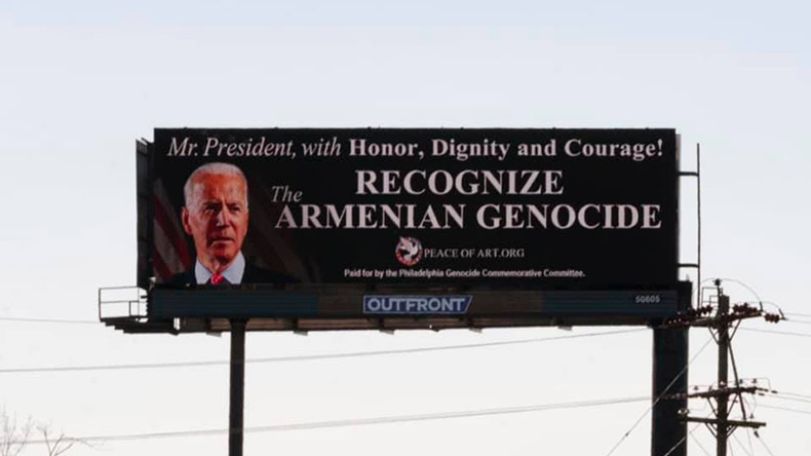 Billboards calling on President Biden to recognize the Armenian Genocide placed in Pennsylvania