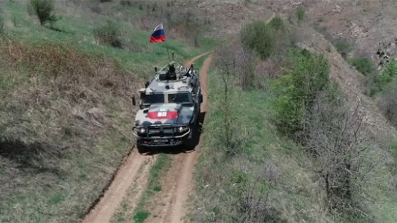 The military police unit of the Russian peacekeeping contingent in Nagorno-Karabakh is patrolling the Lachin corridor
