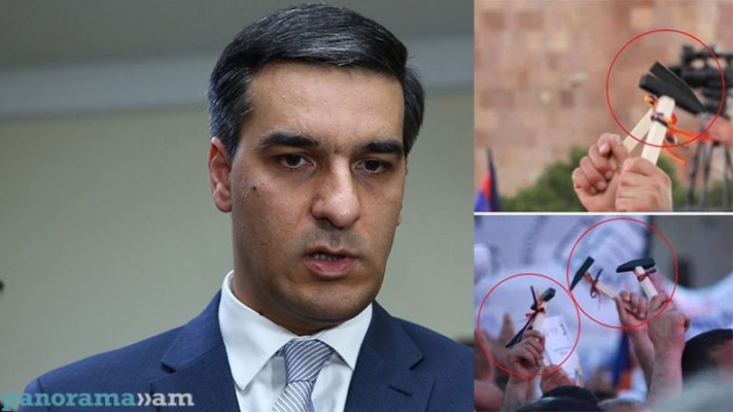 Փաշինյանի երեկվա հավաքին ներկա են եղել մուրճը ձեռքին մասնակիցներ, ովքեր նաև բացահայտ ցուցադրել են դրանք. ՄԻՊ