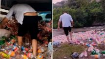 Грузия: установлена личность сбросившего большое количество пластиковых бутылок в реку