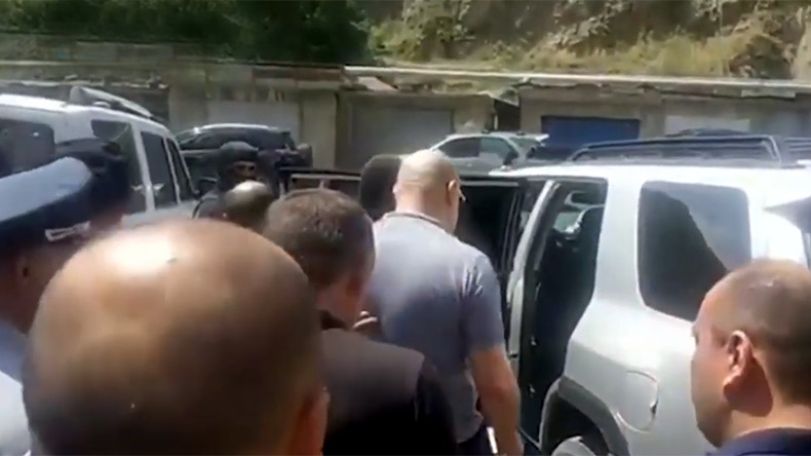 Kajaran mayor being taken to Yerevan by NSS officers