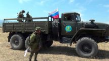 Russian peacekeepers practice tactics of "drifting" mortar in the mountains of Nagorno-Karabakh