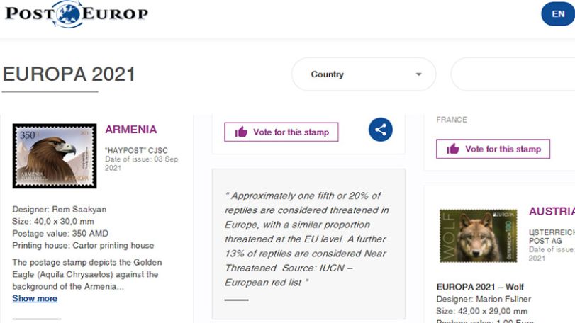 Armenia taking part in EUROPA stamp competition