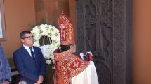 A cross-stone in memory of the victims of the Karabakh war placed in Los Angeles