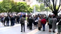 People displaced from Artsakh’s Hadrut protest outside Armenian government, demand rent assistance