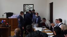 Goris community head Arush Arushanyan greeted with applause at court