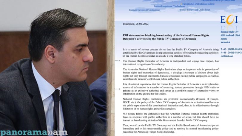 EOI urges Public TV Company to retrieve its normal broadcasting policy regarding Armenian ombudsman