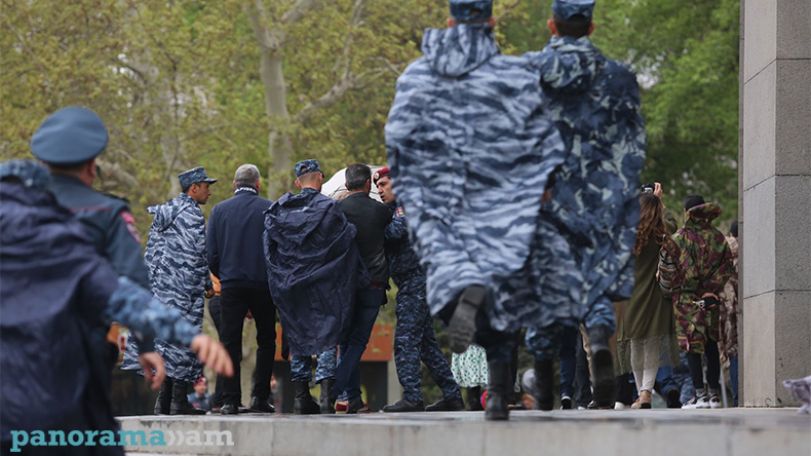 Police detain two men in Yerevan square