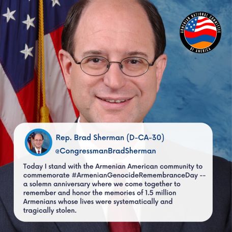Rep. Sherman marks 107th anniversary of Armenian Genocide