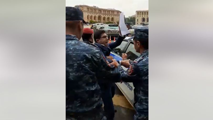 Police detain opposition protesters in Yerevan