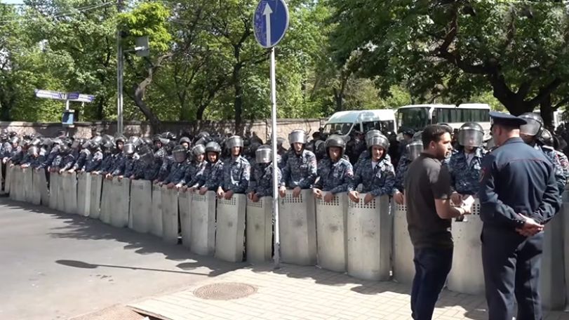 Large police forces deployed outside Armenian parliament amid opposition rally