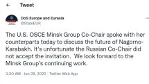 US looks forward to Minsk Group's continuing work – State Department