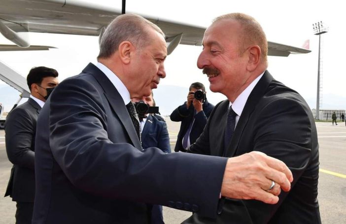 Aliyev, Erdogan attend opening of new airport in occupied Karabakh town
