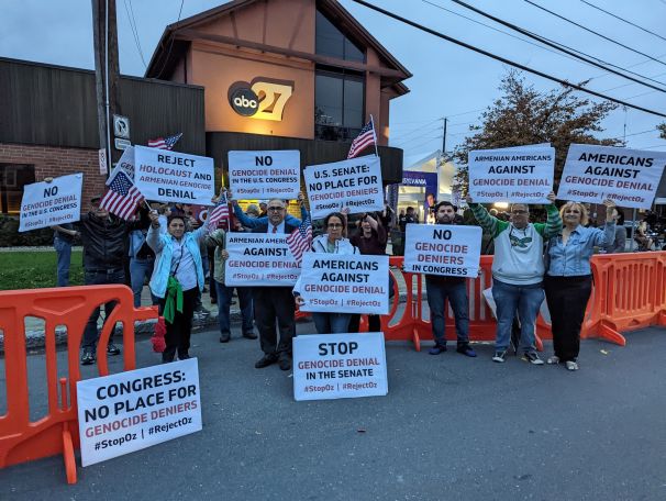 Armenian Americans in Pennsylvania protest Dr. Oz Genocide denial at Harrisburg debate