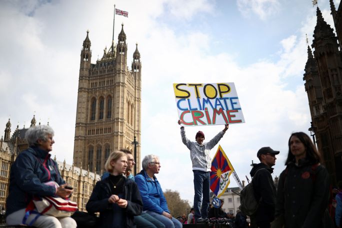 Activists in UK gather for Earth Day, urge action to avoid 'dystopian' future