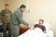 Armenian defense minister visits wounded soldiers in hospital