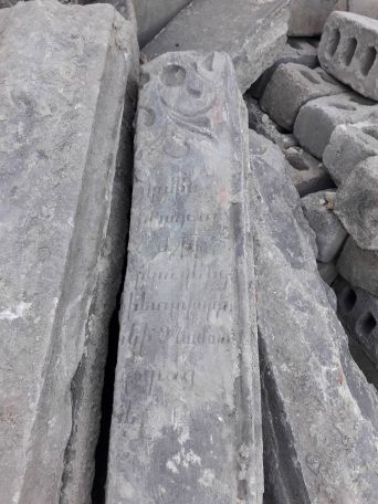 Ttombstones with Armenian inscriptions used as building materials found in Tbilisi
