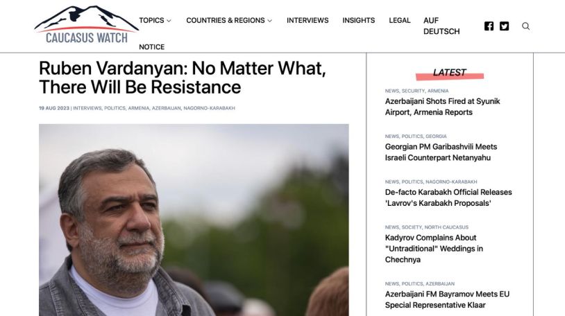 Ruben Vardanyan: No matter what, there will be resistance in Artsakh