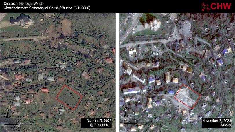 Azerbaijan damaged another Armenian cemetery in Shushi