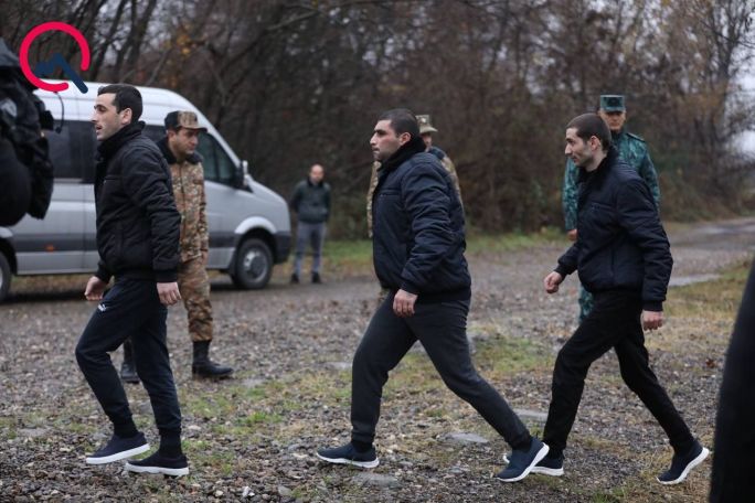 Repatriated Armenian prisoners being questioned as victims