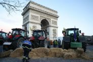 French farmers block traffic around Paris's Arc de Triomphe