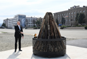 Aliyev lights Nowruz fire in occupied Stepanakert