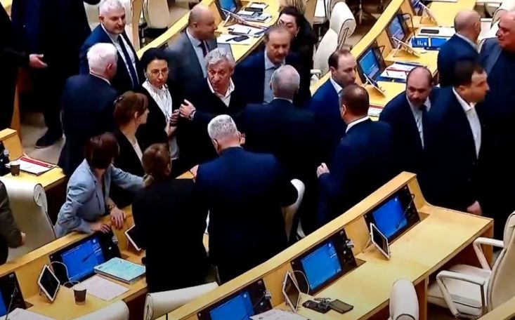 Заседание парламента Грузии началось со стычки
