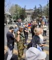 Protesters block street in Yerevan