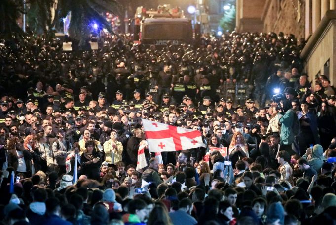 Экс-госминистра Грузии задержали на митинге в Тбилиси против закона об иноагентах